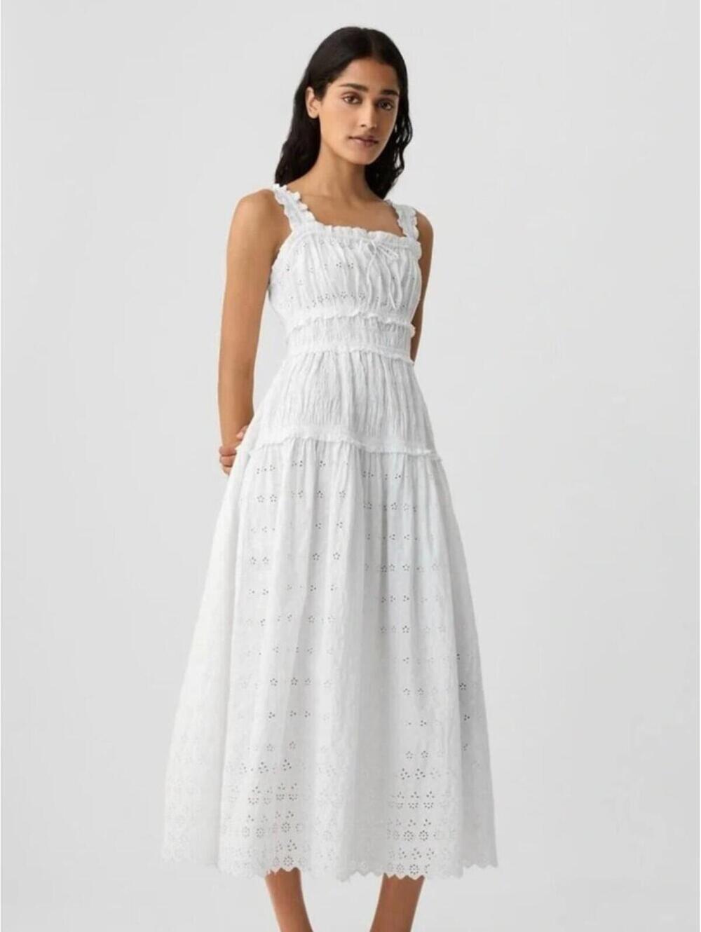 Gap x DÔEN Cotton Eyelet White Midi Dress - New with Tags - Size L